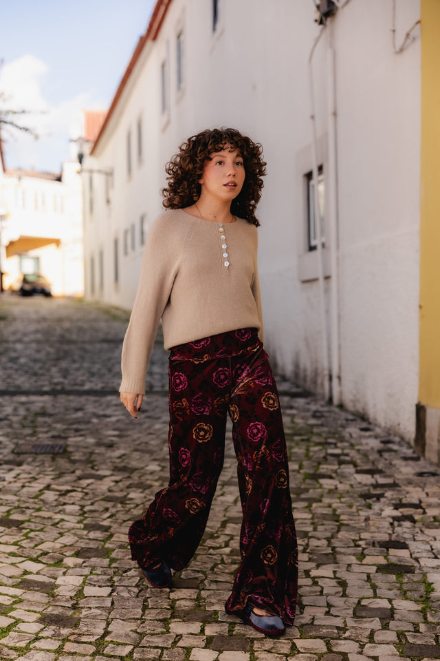 FLOWER VELVET PANTS