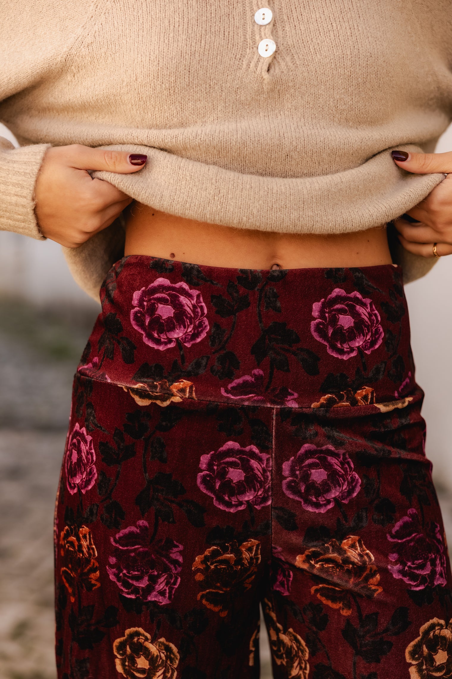FLOWER VELVET PANTS