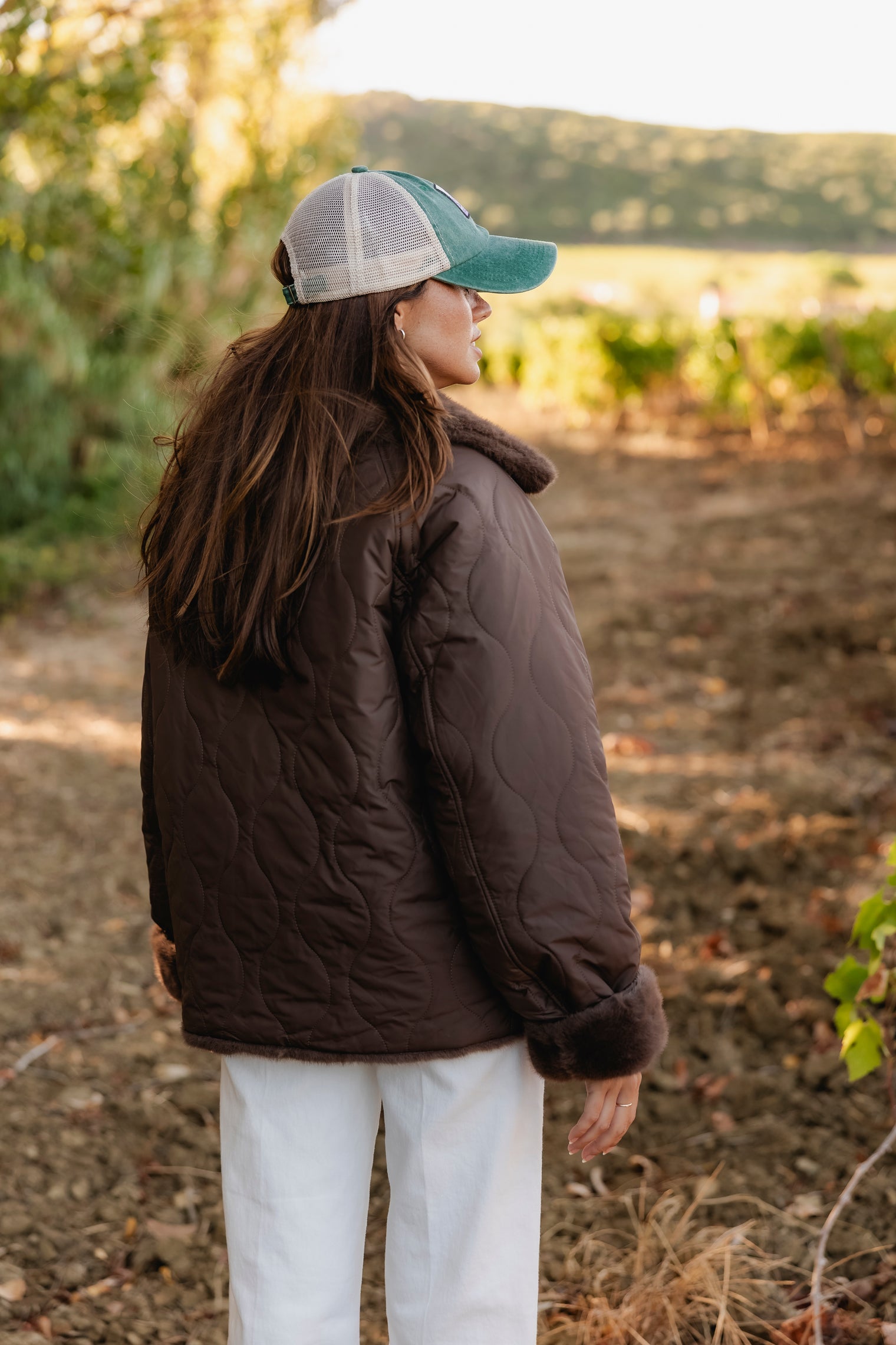 REVERSE BROWN FAUX-FUR JACKET