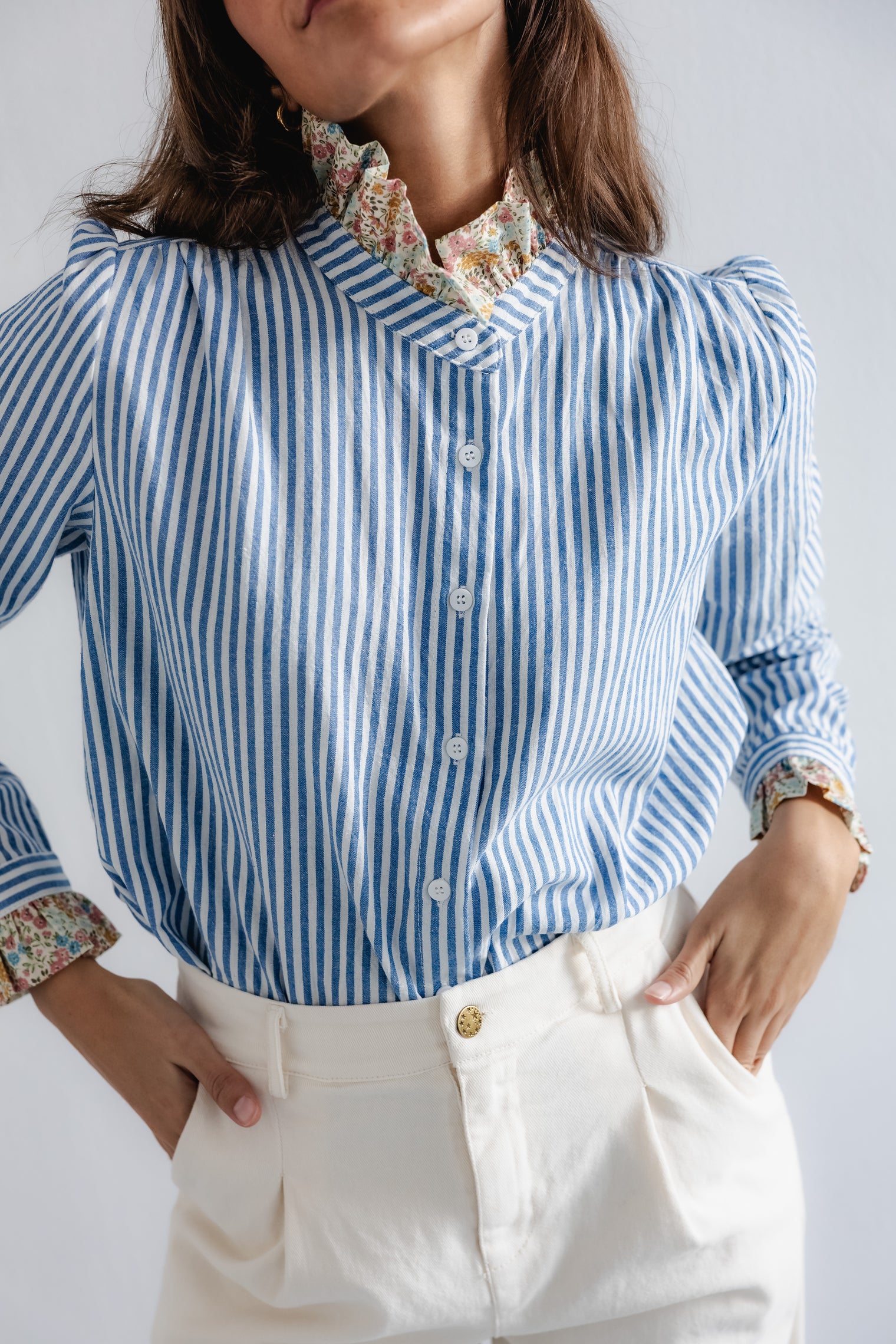 HIGH COLLAR COTTON SHIRT