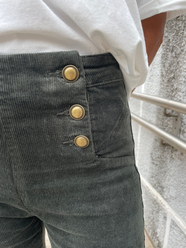 LOUISE VELVET PANTS DARK GREEN