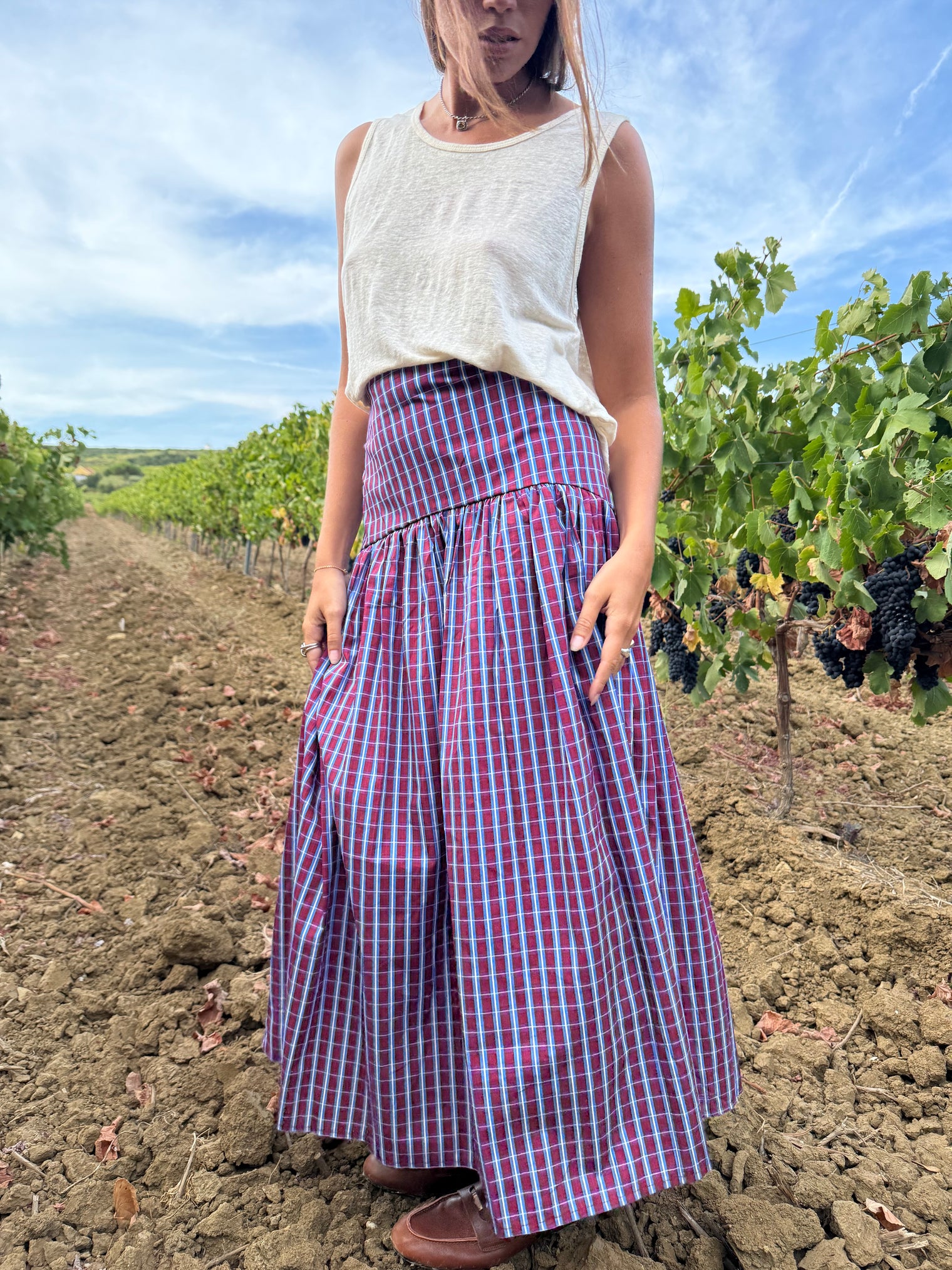 BLUE CHESS SKIRT