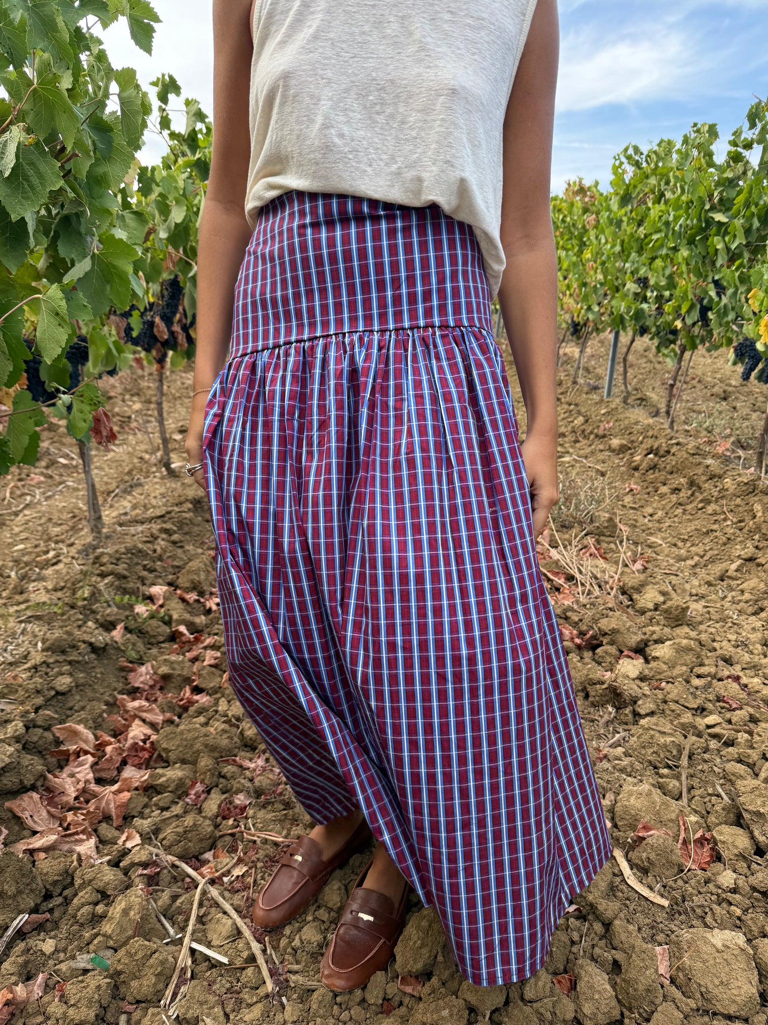 BLUE CHESS SKIRT