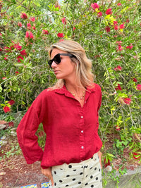LINEN RED SHIRT