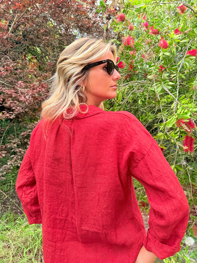 LINEN RED SHIRT