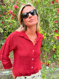 LINEN RED SHIRT