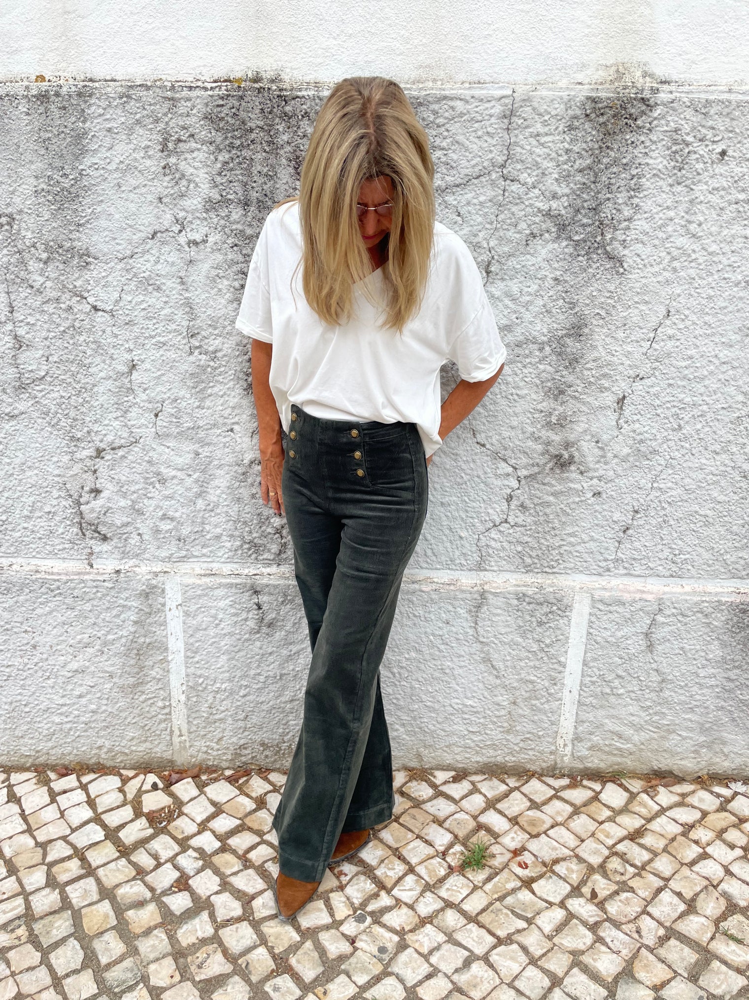 LOUISE VELVET PANTS DARK GREEN