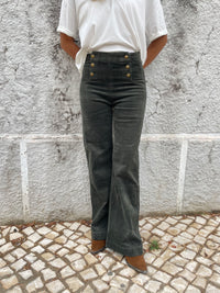 LOUISE VELVET PANTS DARK GREEN